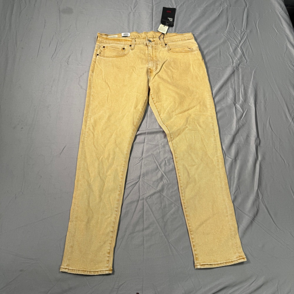 Levis Premium 512 Slim Taper Jeans Mens 36x32 Mustard Yellow Stretch Denim NEW